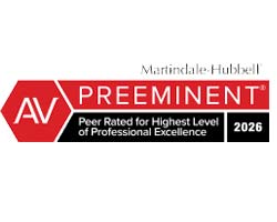 Martindale-Hubbell | AV Preeminent | Peer Rated For Highest Level Of Professional Excellence | 2026